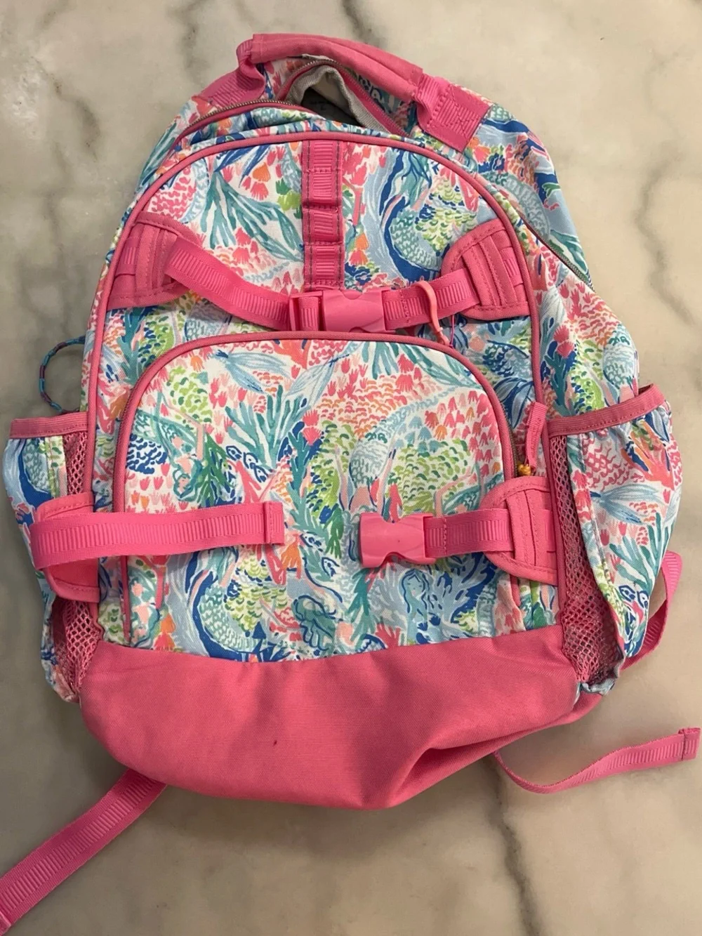 Pottery Barn X Lilly Pulitzer Girls' Pink Tropical Mermaid Print Backpack